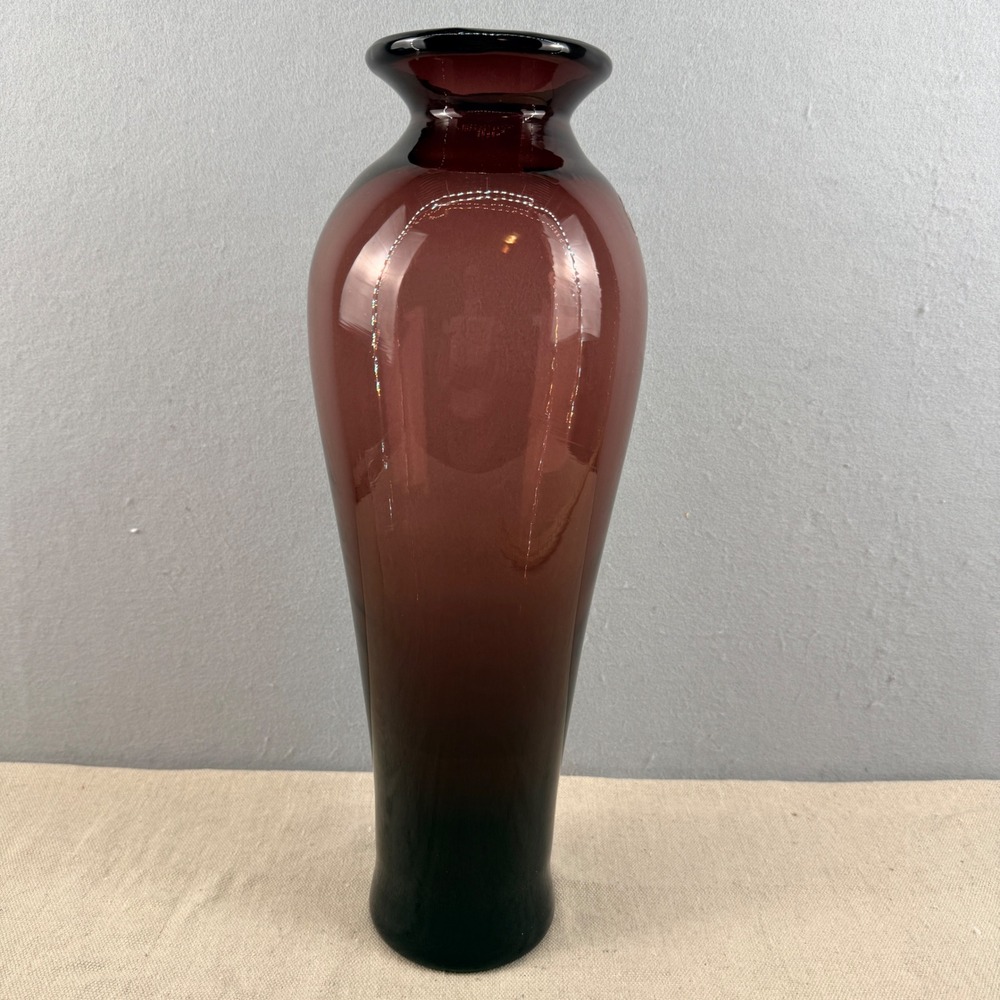 Blenko 8310M Amethyst Purple Vase 16" Don Shepherd Art Glass w/ Foil Label - Picture 8 of 10